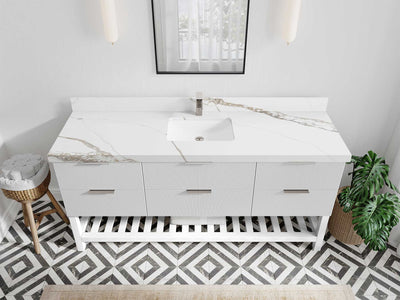 Catalina 72 in W x 22 in D Free Standing Reeded Single Sink Bathroom Vanity - Willow Bath and Vanity