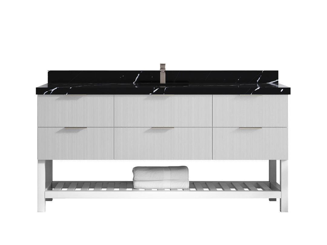 Catalina 72 in W x 22 in D Free Standing Reeded Single Sink Bathroom Vanity - Willow Bath and Vanity