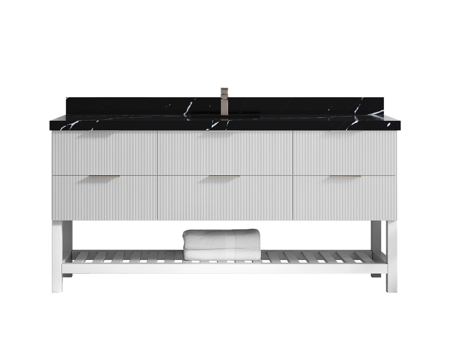 Catalina 72 in W x 22 in D Free Standing Reeded Single Sink Bathroom Vanity - Willow Bath and Vanity