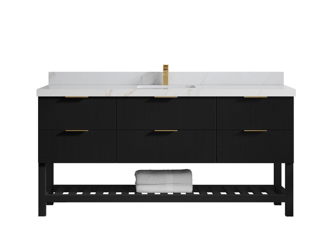 Catalina 72 in W x 22 in D Free Standing Reeded Single Sink Bathroom Vanity - Willow Bath and Vanity