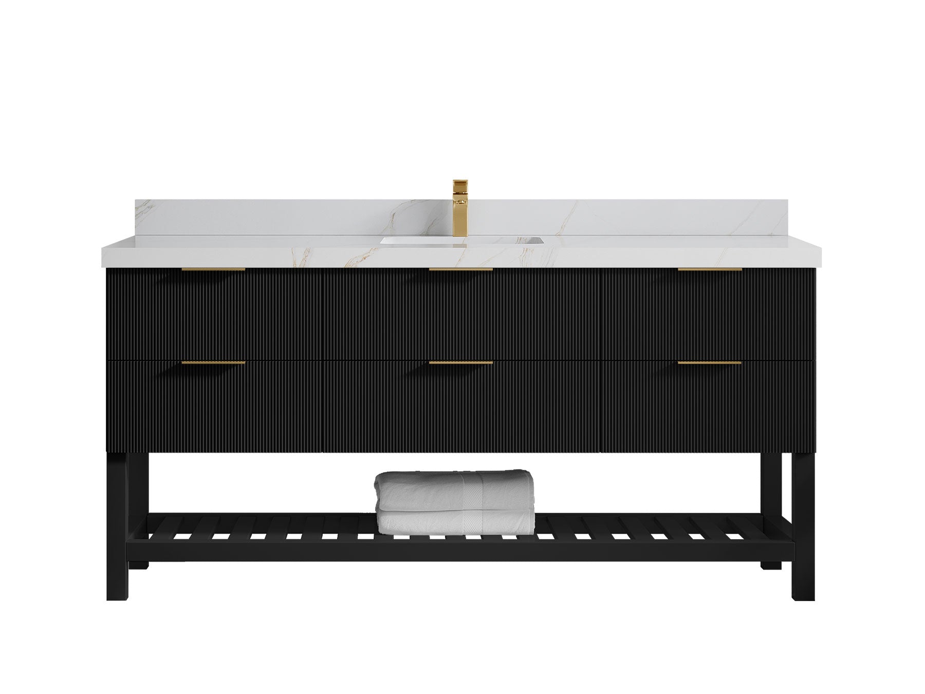 Catalina 72 in W x 22 in D Free Standing Reeded Single Sink Bathroom Vanity - Willow Bath and Vanity