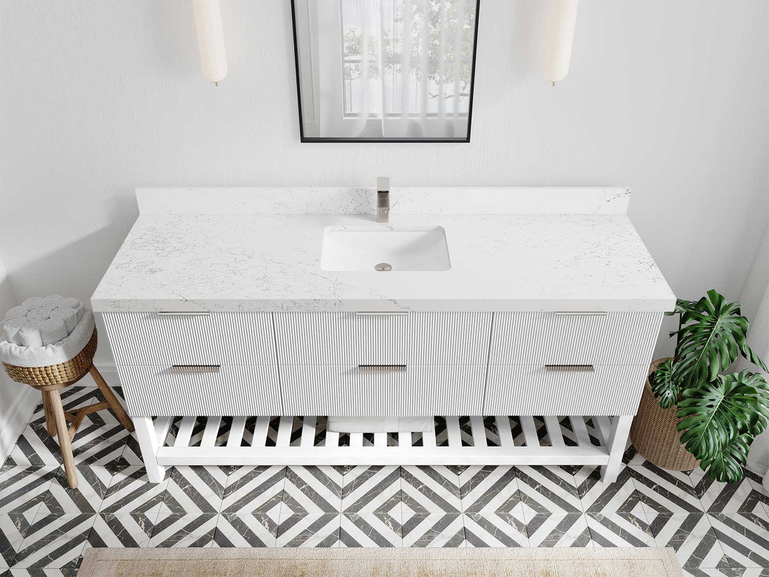 Catalina 72 in W x 22 in D Free Standing Reeded Single Sink Bathroom Vanity - Willow Bath and Vanity