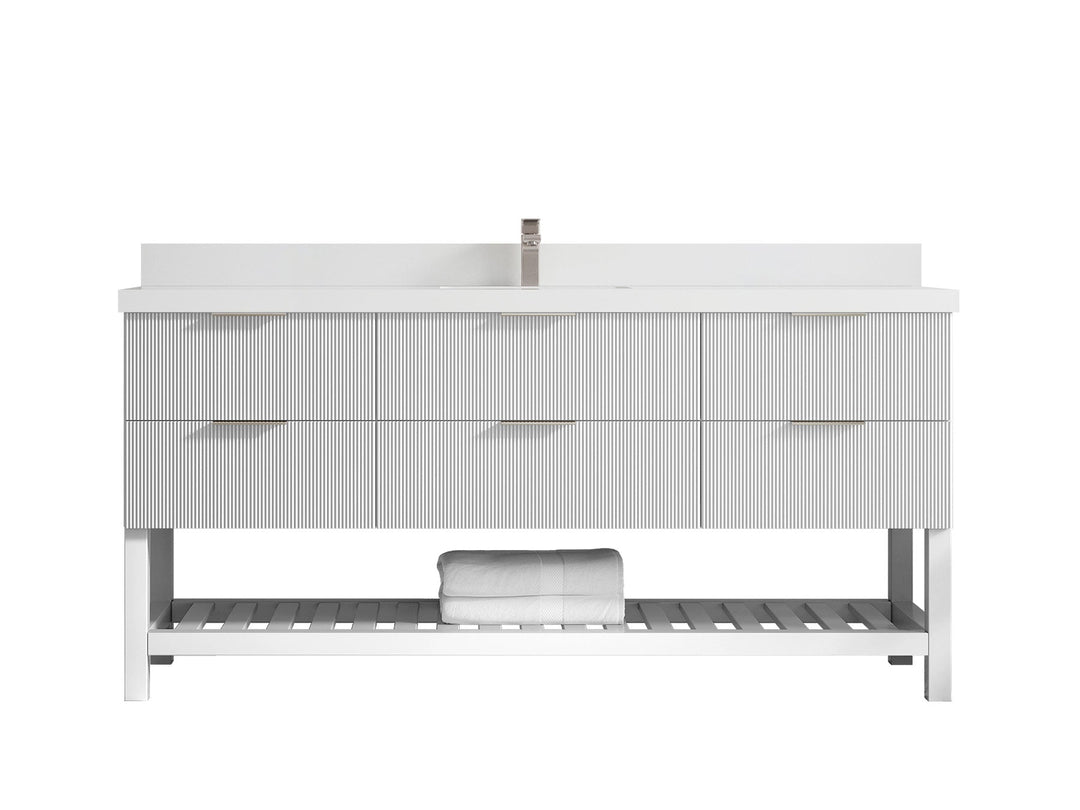 Catalina 72 in W x 22 in D Free Standing Reeded Single Sink Bathroom Vanity - Willow Bath and Vanity