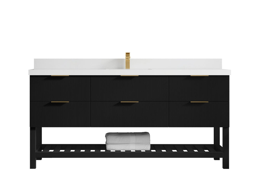 Catalina 72 in W x 22 in D Free Standing Reeded Single Sink Bathroom Vanity - Willow Bath and Vanity