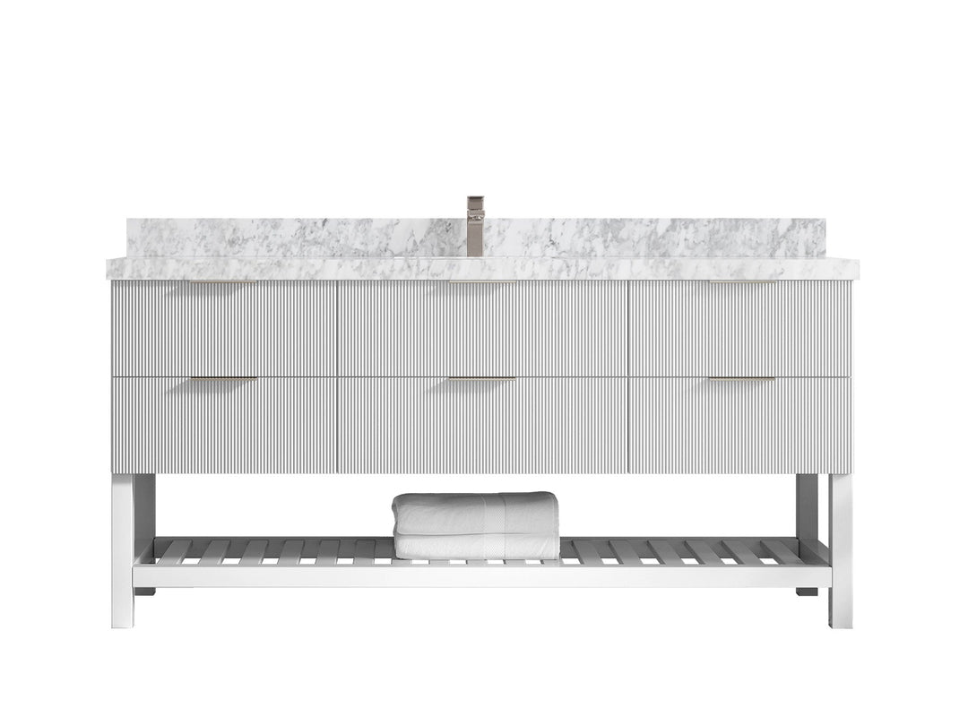 Catalina 72 in W x 22 in D Free Standing Reeded Single Sink Bathroom Vanity - Willow Bath and Vanity