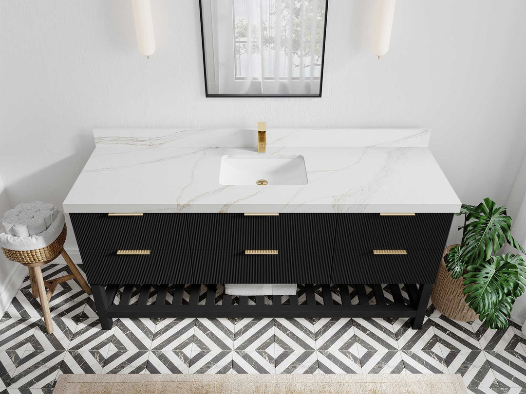 Catalina 72 in W x 22 in D Free Standing Reeded Single Sink Bathroom Vanity - Willow Bath and Vanity