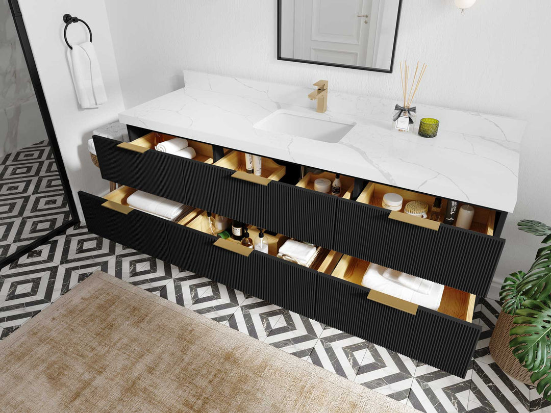 Catalina 72 in W x 22 in D Free Standing Reeded Single Sink Bathroom Vanity - Willow Bath and Vanity