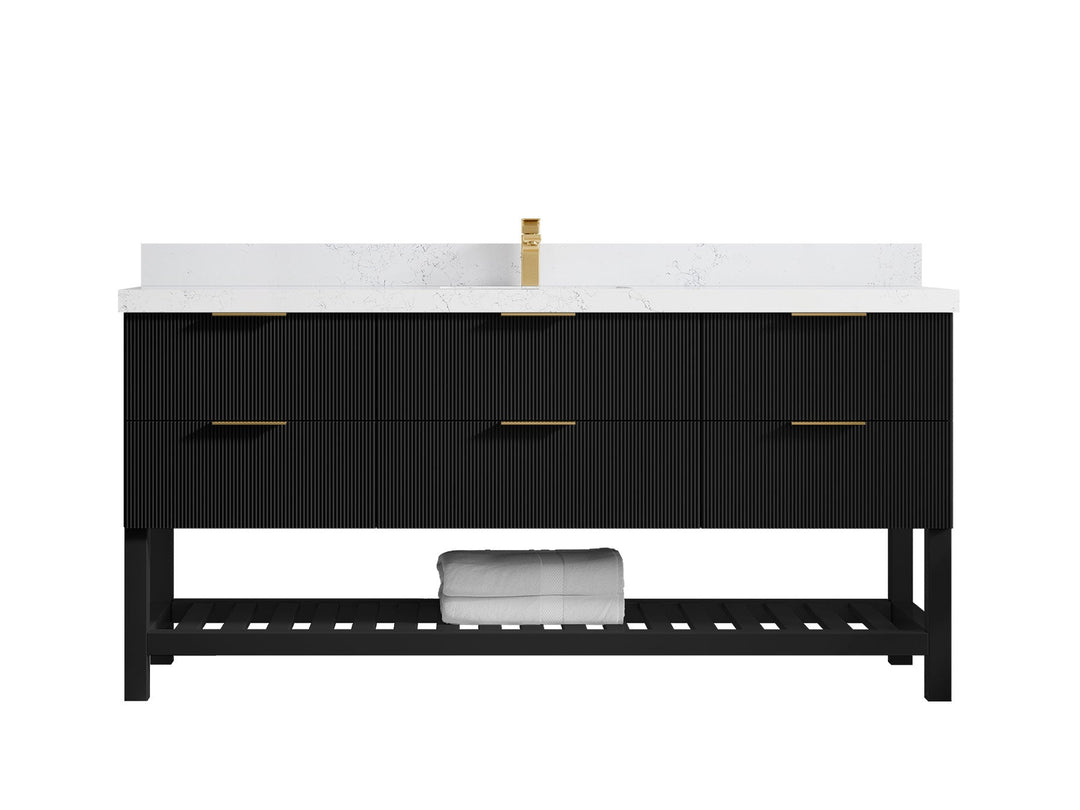 Catalina 72 in W x 22 in D Free Standing Reeded Single Sink Bathroom Vanity - Willow Bath and Vanity