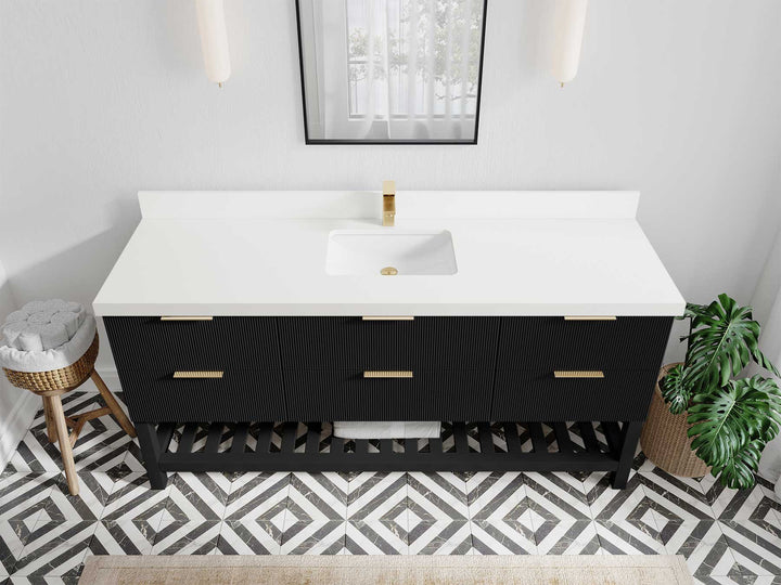 Catalina 72 in W x 22 in D Free Standing Reeded Single Sink Bathroom Vanity - photo 25