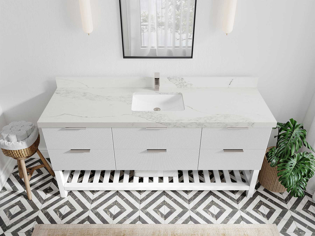 Catalina 72 in W x 22 in D Free Standing Reeded Single Sink Bathroom Vanity - Willow Bath and Vanity