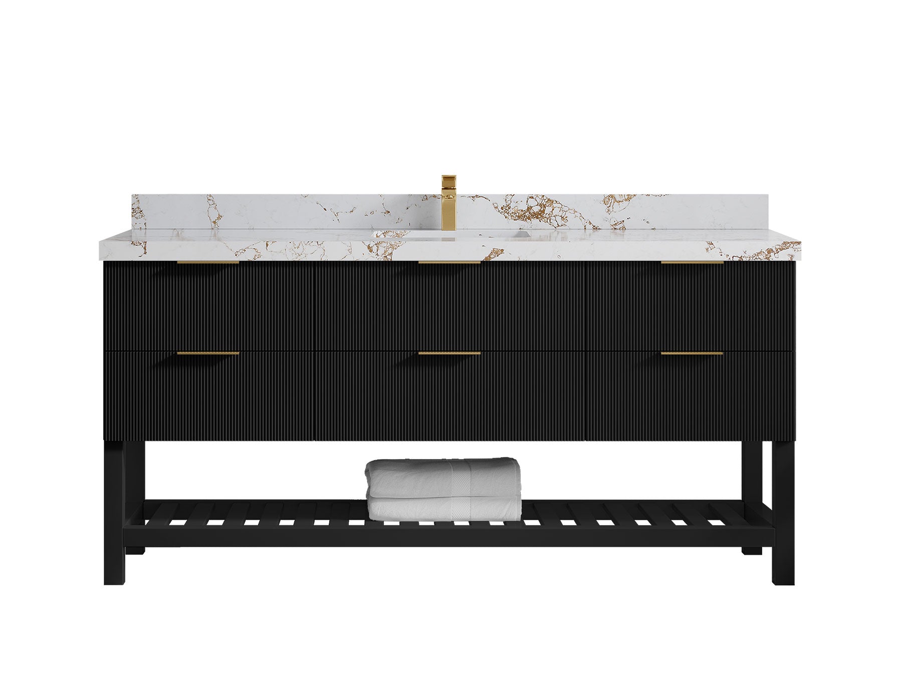 Catalina 72 in W x 22 in D Free Standing Reeded Single Sink Bathroom Vanity - Willow Bath and Vanity