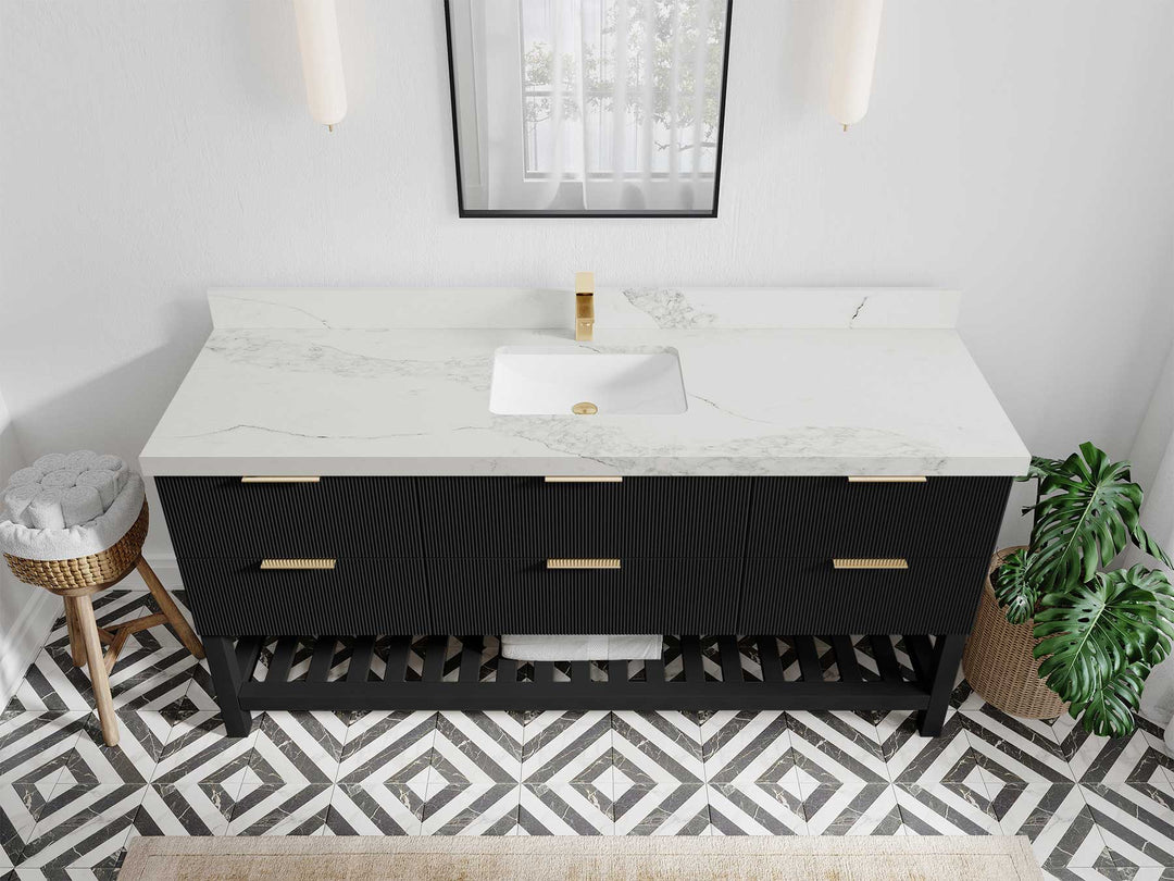 Catalina 72 in W x 22 in D Free Standing Reeded Single Sink Bathroom Vanity - Willow Bath and Vanity