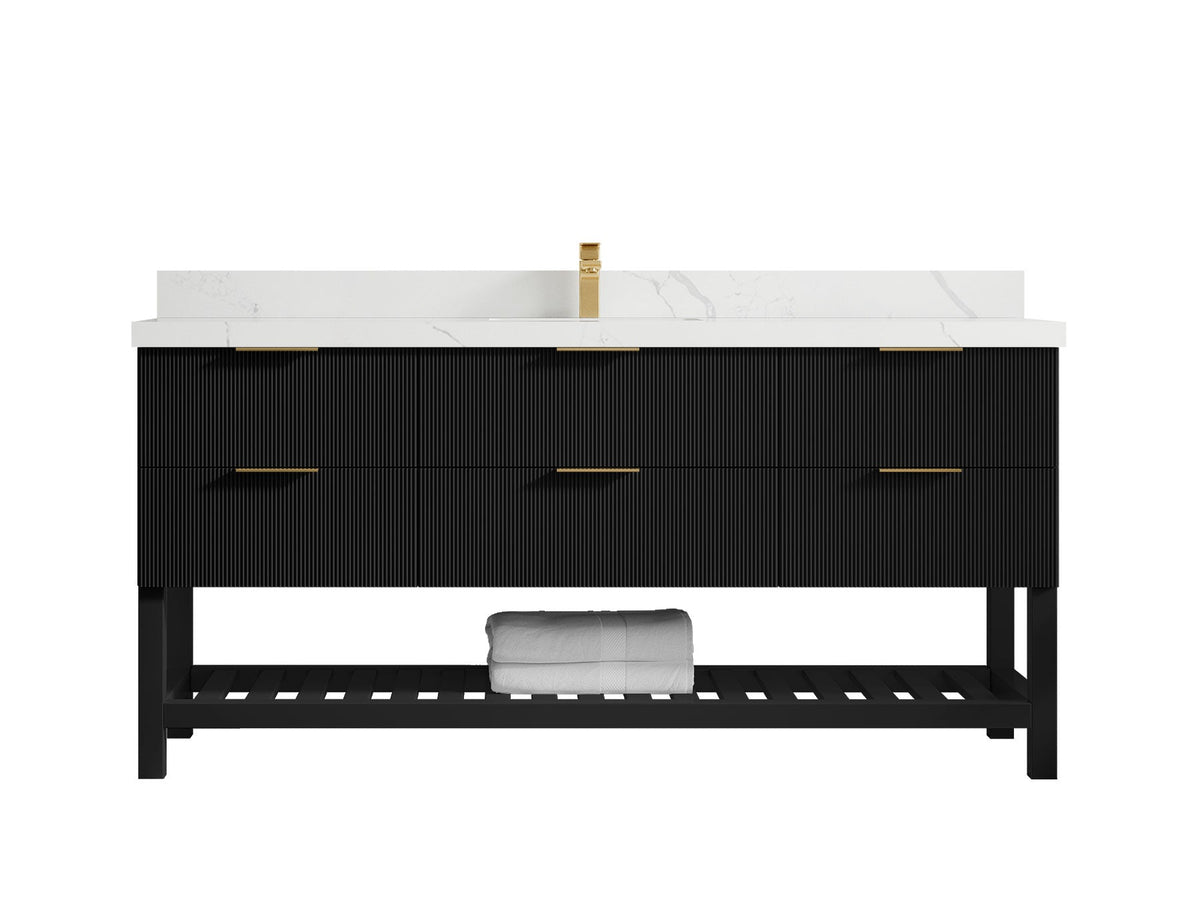 Catalina 72 in W x 22 in D Free Standing Reeded Single Sink Bathroom Vanity - Willow Bath and Vanity