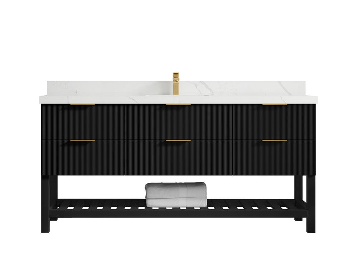 Catalina 72 in W x 22 in D Free Standing Reeded Single Sink Bathroom Vanity - photo 16