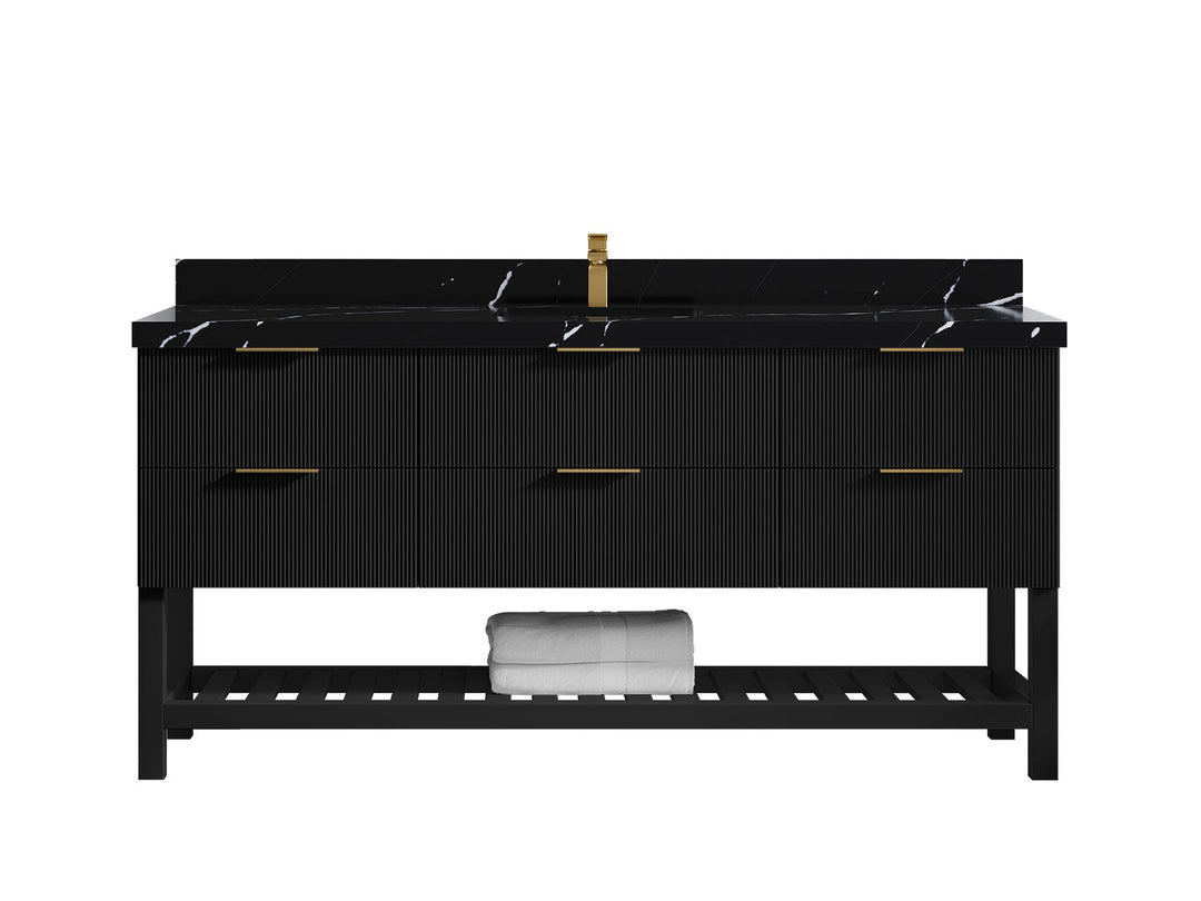 Catalina 72 in W x 22 in D Free Standing Reeded Single Sink Bathroom Vanity - Willow Bath and Vanity