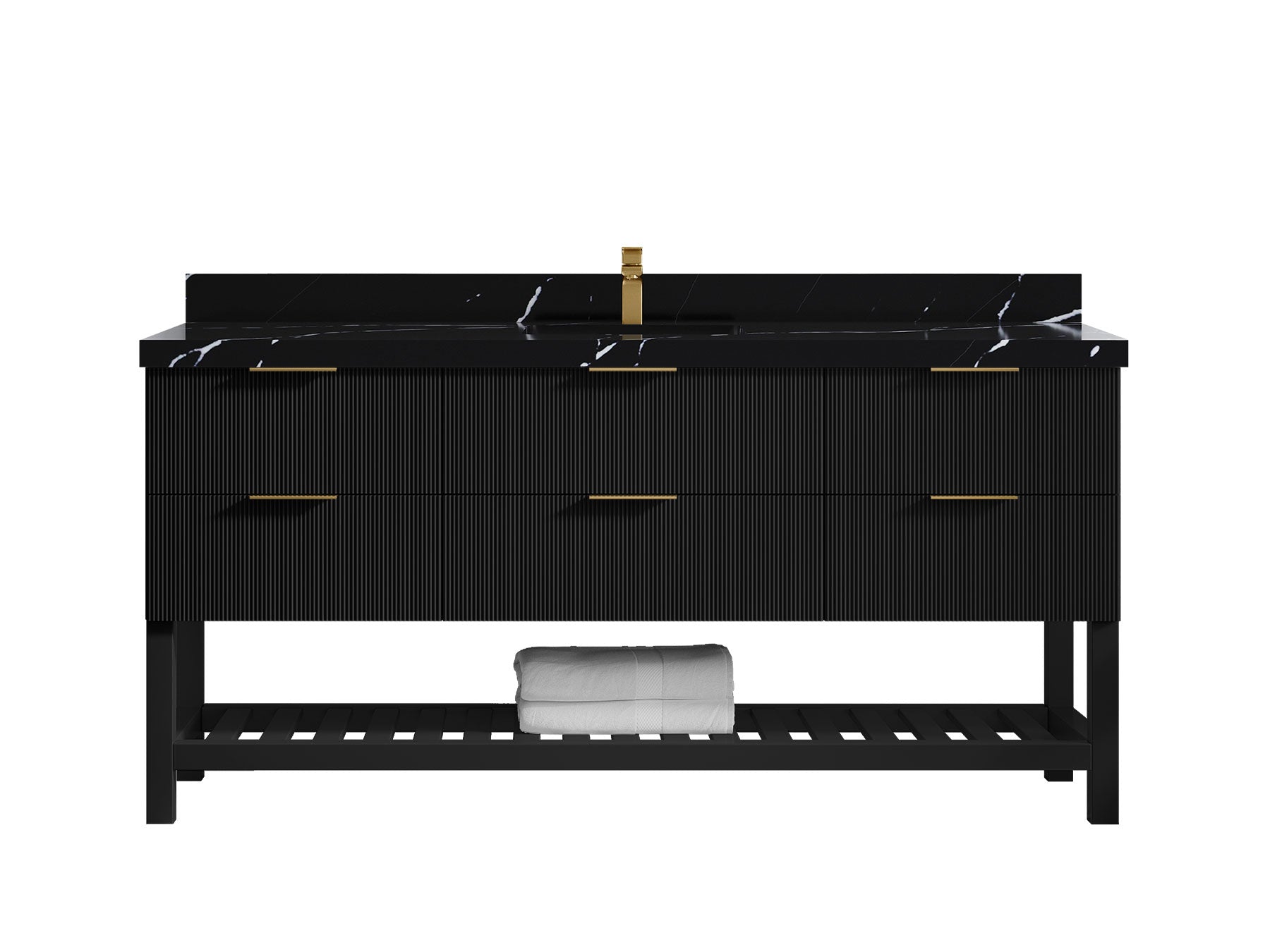 Catalina 72 in W x 22 in D Free Standing Reeded Single Sink Bathroom Vanity - Willow Bath and Vanity