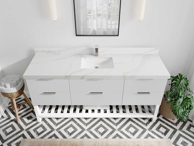 Catalina 72 in W x 22 in D Free Standing Reeded Single Sink Bathroom Vanity - Willow Bath and Vanity