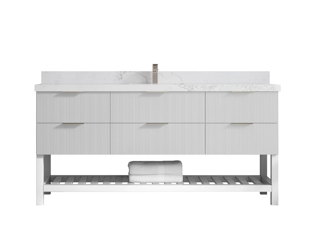 Catalina 72 in W x 22 in D Free Standing Reeded Single Sink Bathroom Vanity - Willow Bath and Vanity