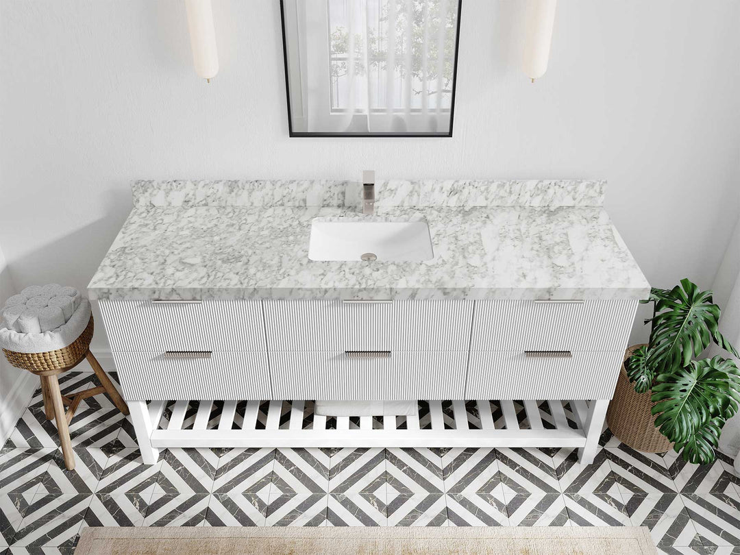 Catalina 72 in W x 22 in D Free Standing Reeded Single Sink Bathroom Vanity - Willow Bath and Vanity