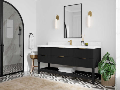 Catalina 72 in W x 22 in D Free Standing Reeded Single Sink Bathroom Vanity - Willow Bath and Vanity