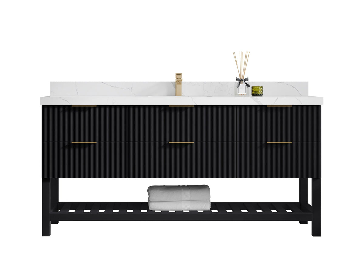 Catalina 72 in W x 22 in D Free Standing Reeded Single Sink Bathroom Vanity - Willow Bath and Vanity