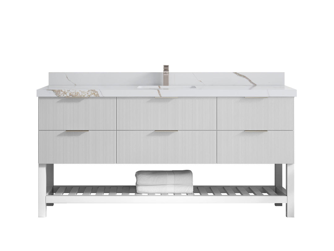 Catalina 72 in W x 22 in D Free Standing Reeded Single Sink Bathroom Vanity - Willow Bath and Vanity