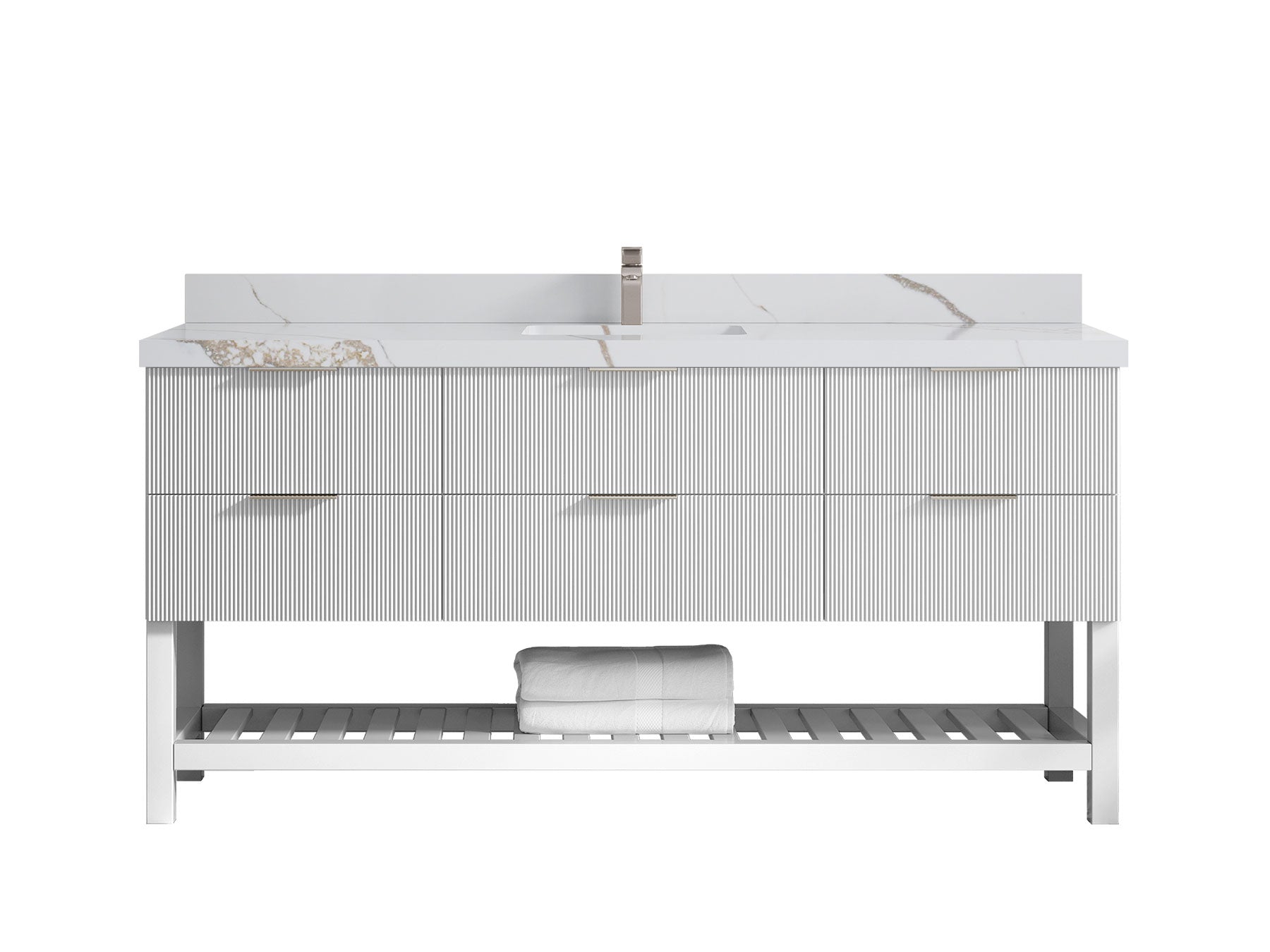 Catalina 72 in W x 22 in D Free Standing Reeded Single Sink Bathroom Vanity - Willow Bath and Vanity