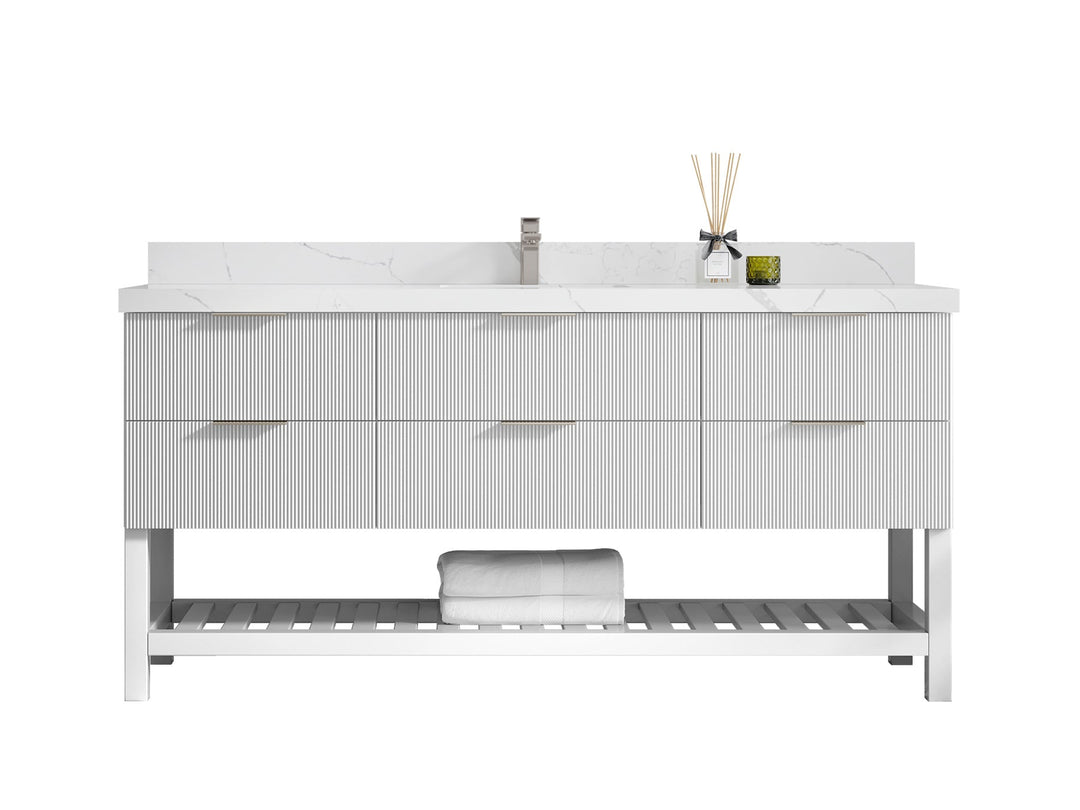 Catalina 72 in W x 22 in D Free Standing Reeded Single Sink Bathroom Vanity - Willow Bath and Vanity