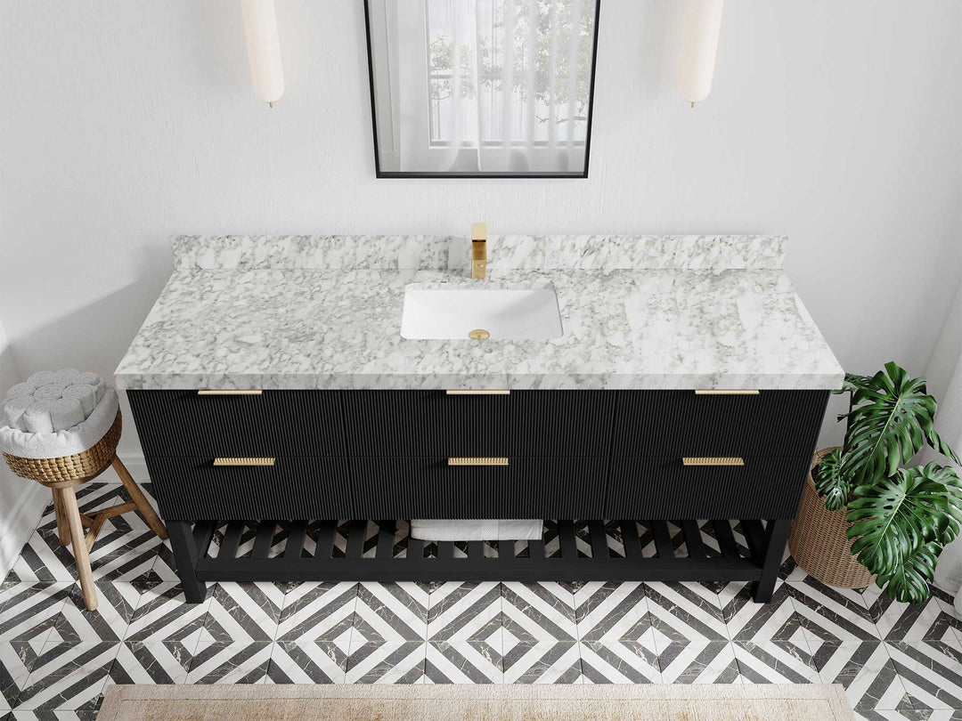 Catalina 72 in W x 22 in D Free Standing Reeded Single Sink Bathroom Vanity - Willow Bath and Vanity