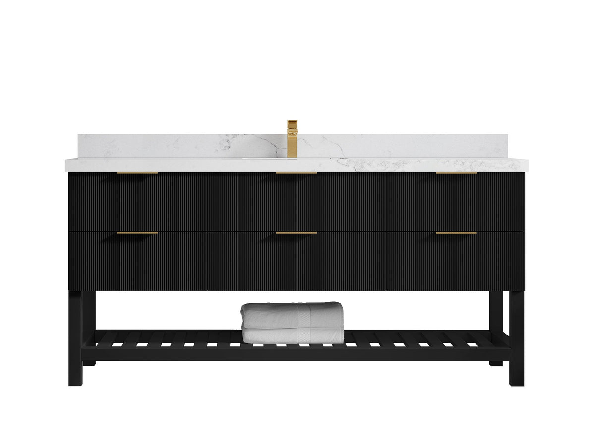 Catalina 72 in W x 22 in D Free Standing Reeded Single Sink Bathroom Vanity - Willow Bath and Vanity