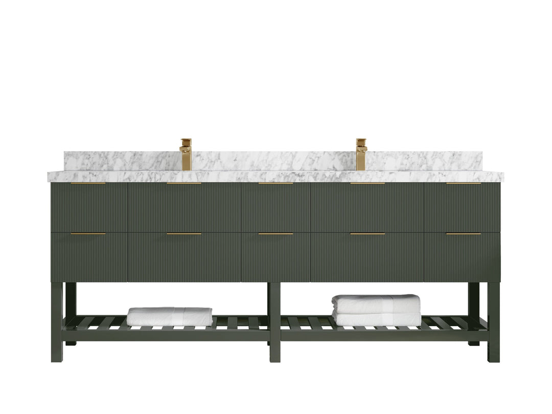 Catalina 84 in W x 22 in D Free Standing Reeded Double Sink Bathroom Vanity - Willow Bath and Vanity