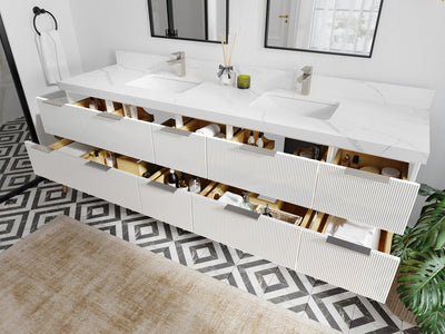 Catalina 84 in W x 22 in D Free Standing Reeded Double Sink Bathroom Vanity - Willow Bath and Vanity