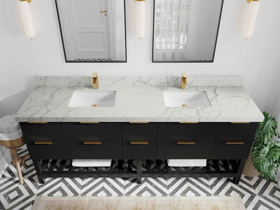Catalina 84 in W x 22 in D Free Standing Reeded Double Sink Bathroom Vanity - Willow Bath and Vanity