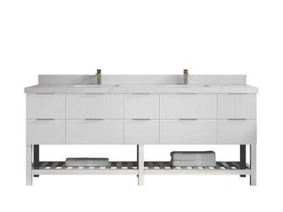 Catalina 84 in W x 22 in D Free Standing Reeded Double Sink Bathroom Vanity - Willow Bath and Vanity