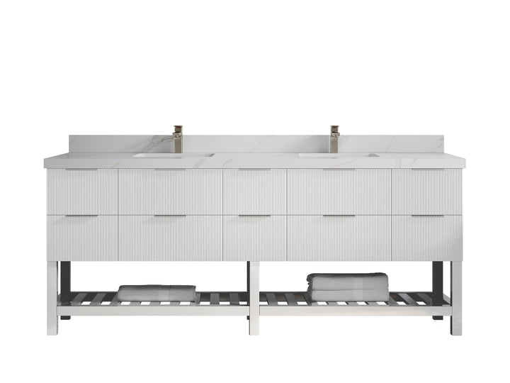 Catalina 84 in W x 22 in D Free Standing Reeded Double Sink Bathroom Vanity - photo 17