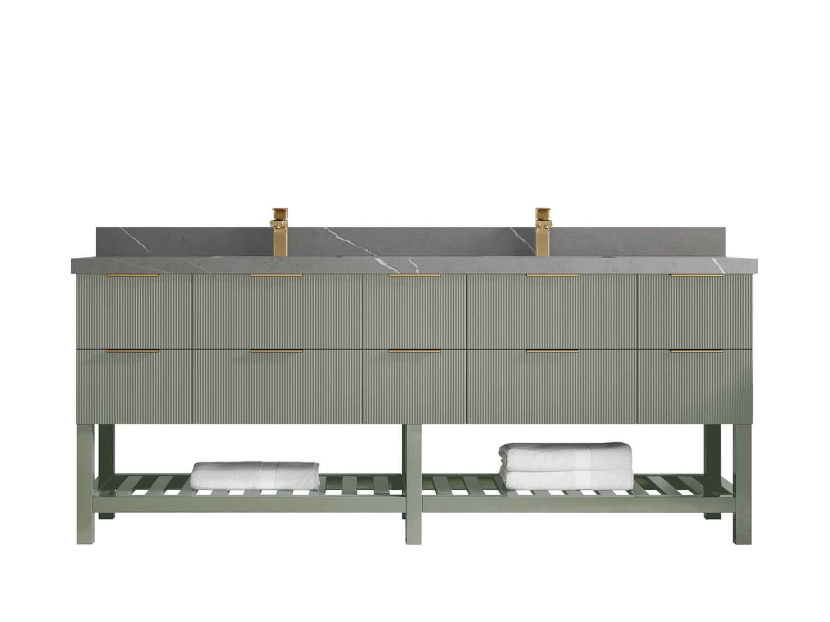 Catalina 84 in W x 22 in D Free Standing Reeded Double Sink Bathroom Vanity - Willow Bath and Vanity