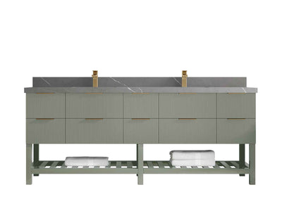Catalina 84 in W x 22 in D Free Standing Reeded Double Sink Bathroom Vanity - Willow Bath and Vanity