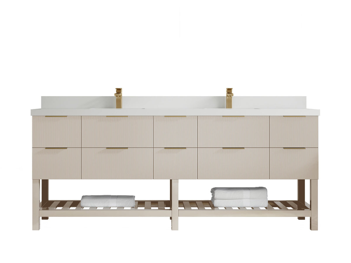 Catalina 84 in W x 22 in D Free Standing Reeded Double Sink Bathroom Vanity - Willow Bath and Vanity