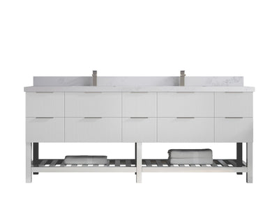 Catalina 84 in W x 22 in D Free Standing Reeded Double Sink Bathroom Vanity - Willow Bath and Vanity