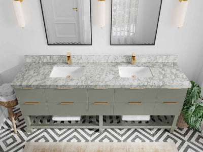 Catalina 84 in W x 22 in D Free Standing Reeded Double Sink Bathroom Vanity - Willow Bath and Vanity