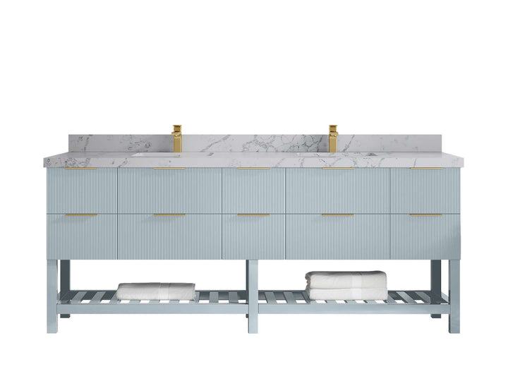 Catalina 84 in W x 22 in D Free Standing Reeded Double Sink Bathroom Vanity - photo 42