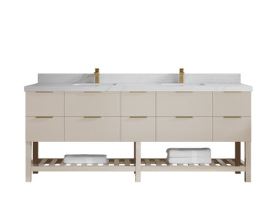 Catalina 84 in W x 22 in D Free Standing Reeded Double Sink Bathroom Vanity - Willow Bath and Vanity