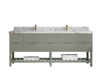 Catalina 84 in W x 22 in D Free Standing Reeded Double Sink Bathroom Vanity - Willow Bath and Vanity
