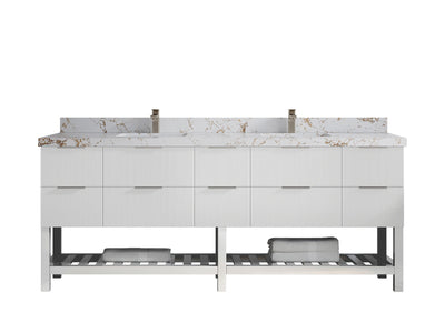 Catalina 84 in W x 22 in D Free Standing Reeded Double Sink Bathroom Vanity - Willow Bath and Vanity