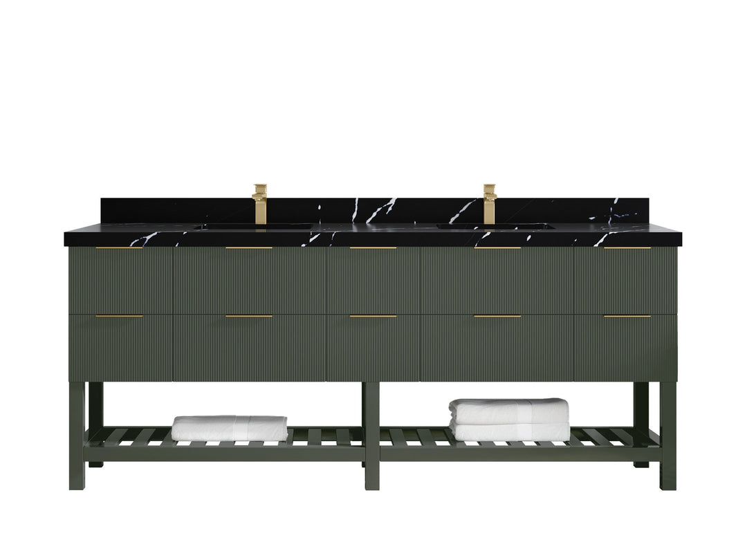 Catalina 84 in W x 22 in D Free Standing Reeded Double Sink Bathroom Vanity - Willow Bath and Vanity