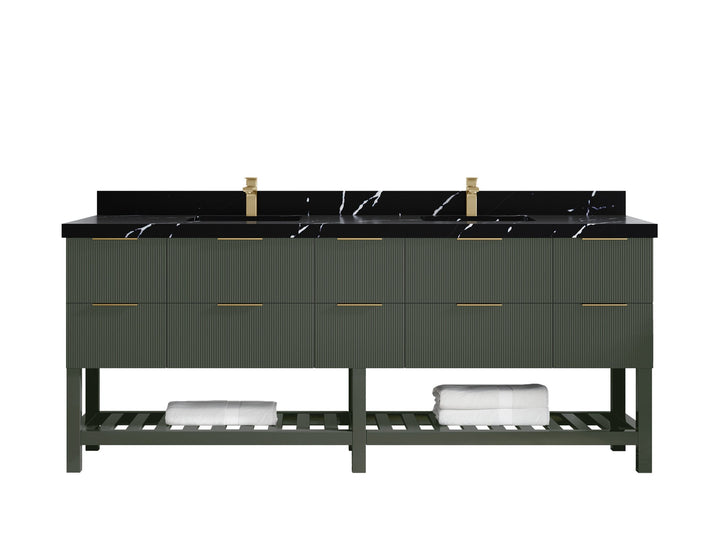 Catalina 84 in W x 22 in D Free Standing Reeded Double Sink Bathroom Vanity - photo 9