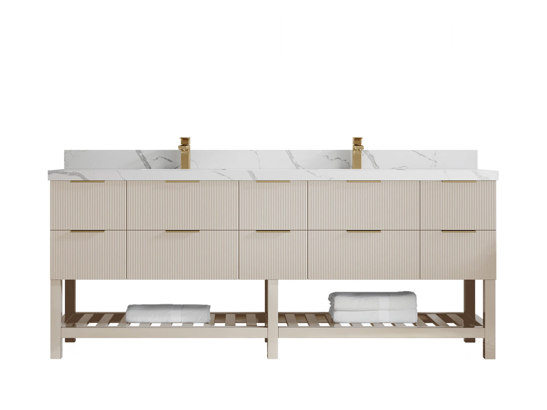 Catalina 84 in W x 22 in D Free Standing Reeded Double Sink Bathroom Vanity - Willow Bath and Vanity