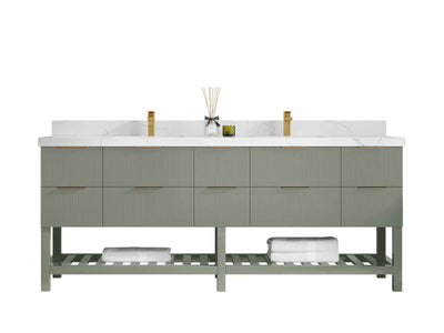 Catalina 84 in W x 22 in D Free Standing Reeded Double Sink Bathroom Vanity - Willow Bath and Vanity