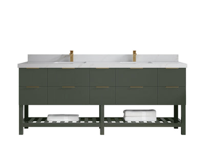 Catalina 84 in W x 22 in D Free Standing Reeded Double Sink Bathroom Vanity - Willow Bath and Vanity