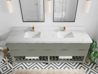 Catalina 84 in W x 22 in D Free Standing Reeded Double Sink Bathroom Vanity - Willow Bath and Vanity
